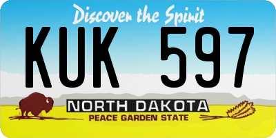 ND license plate KUK597