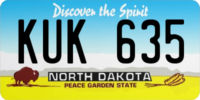 ND license plate KUK635