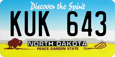 ND license plate KUK643