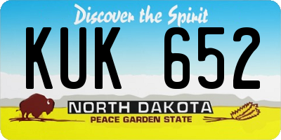 ND license plate KUK652