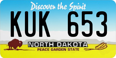 ND license plate KUK653