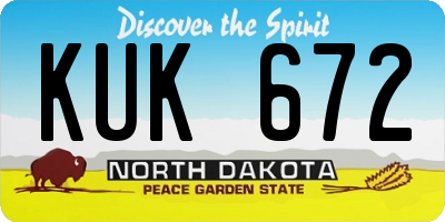 ND license plate KUK672