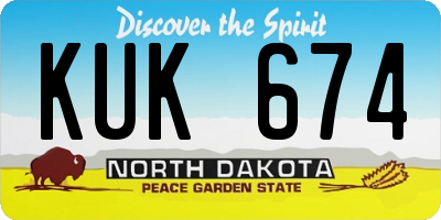 ND license plate KUK674