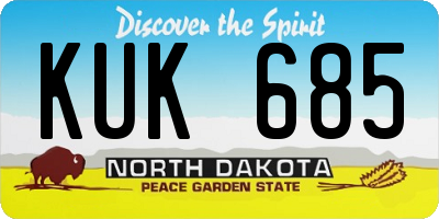 ND license plate KUK685