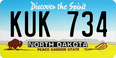 ND license plate KUK734