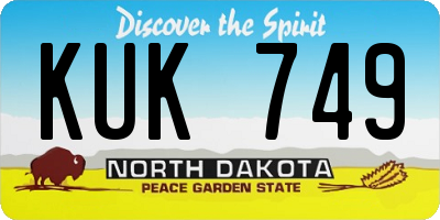ND license plate KUK749