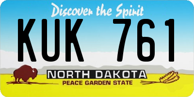 ND license plate KUK761