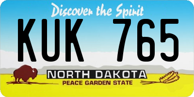 ND license plate KUK765