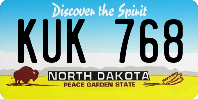 ND license plate KUK768