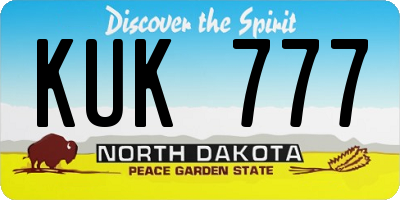 ND license plate KUK777