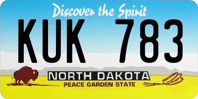 ND license plate KUK783