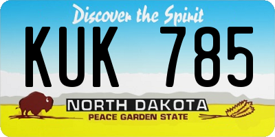 ND license plate KUK785