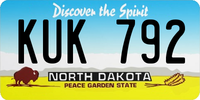ND license plate KUK792