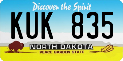 ND license plate KUK835