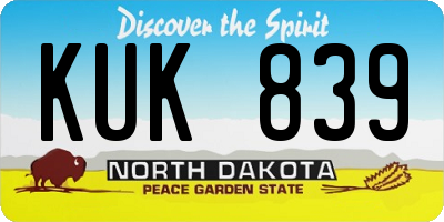 ND license plate KUK839
