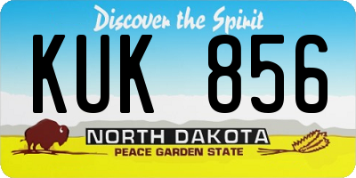 ND license plate KUK856