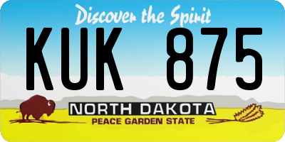 ND license plate KUK875