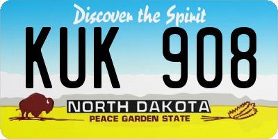 ND license plate KUK908