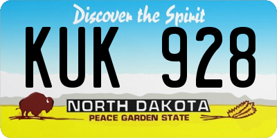 ND license plate KUK928