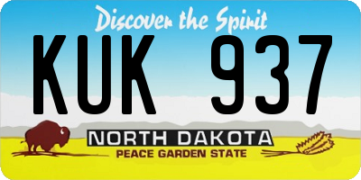 ND license plate KUK937