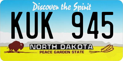 ND license plate KUK945