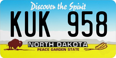 ND license plate KUK958