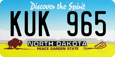 ND license plate KUK965