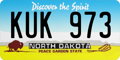 ND license plate KUK973