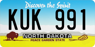 ND license plate KUK991