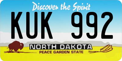 ND license plate KUK992