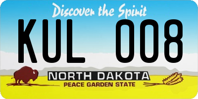 ND license plate KUL008