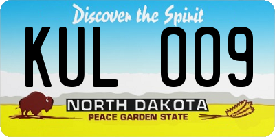 ND license plate KUL009