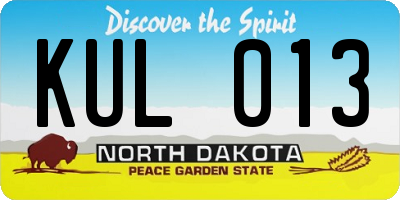 ND license plate KUL013