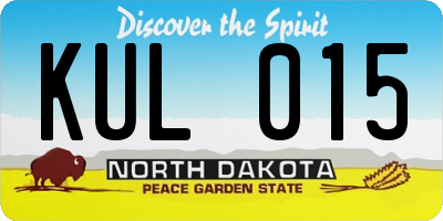 ND license plate KUL015