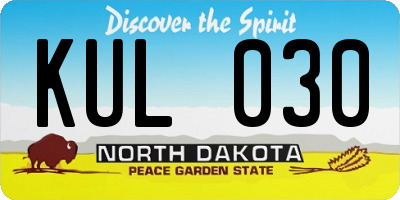 ND license plate KUL030