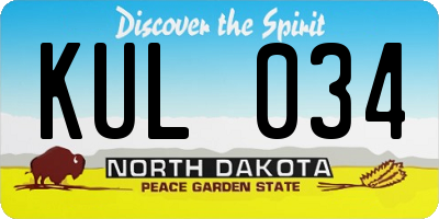 ND license plate KUL034