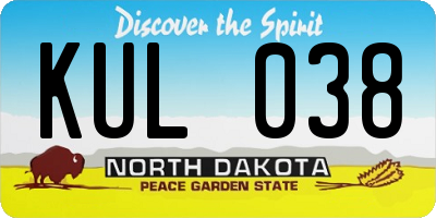 ND license plate KUL038