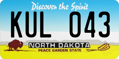 ND license plate KUL043