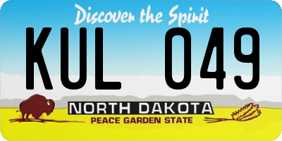 ND license plate KUL049