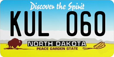 ND license plate KUL060