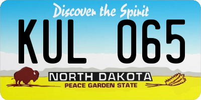 ND license plate KUL065