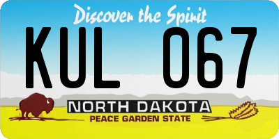 ND license plate KUL067
