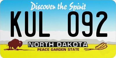 ND license plate KUL092