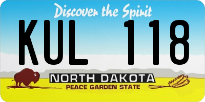 ND license plate KUL118