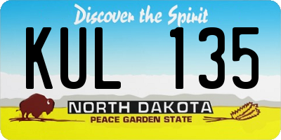 ND license plate KUL135