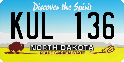 ND license plate KUL136