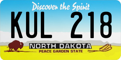 ND license plate KUL218