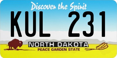 ND license plate KUL231