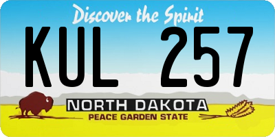 ND license plate KUL257