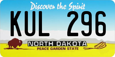 ND license plate KUL296